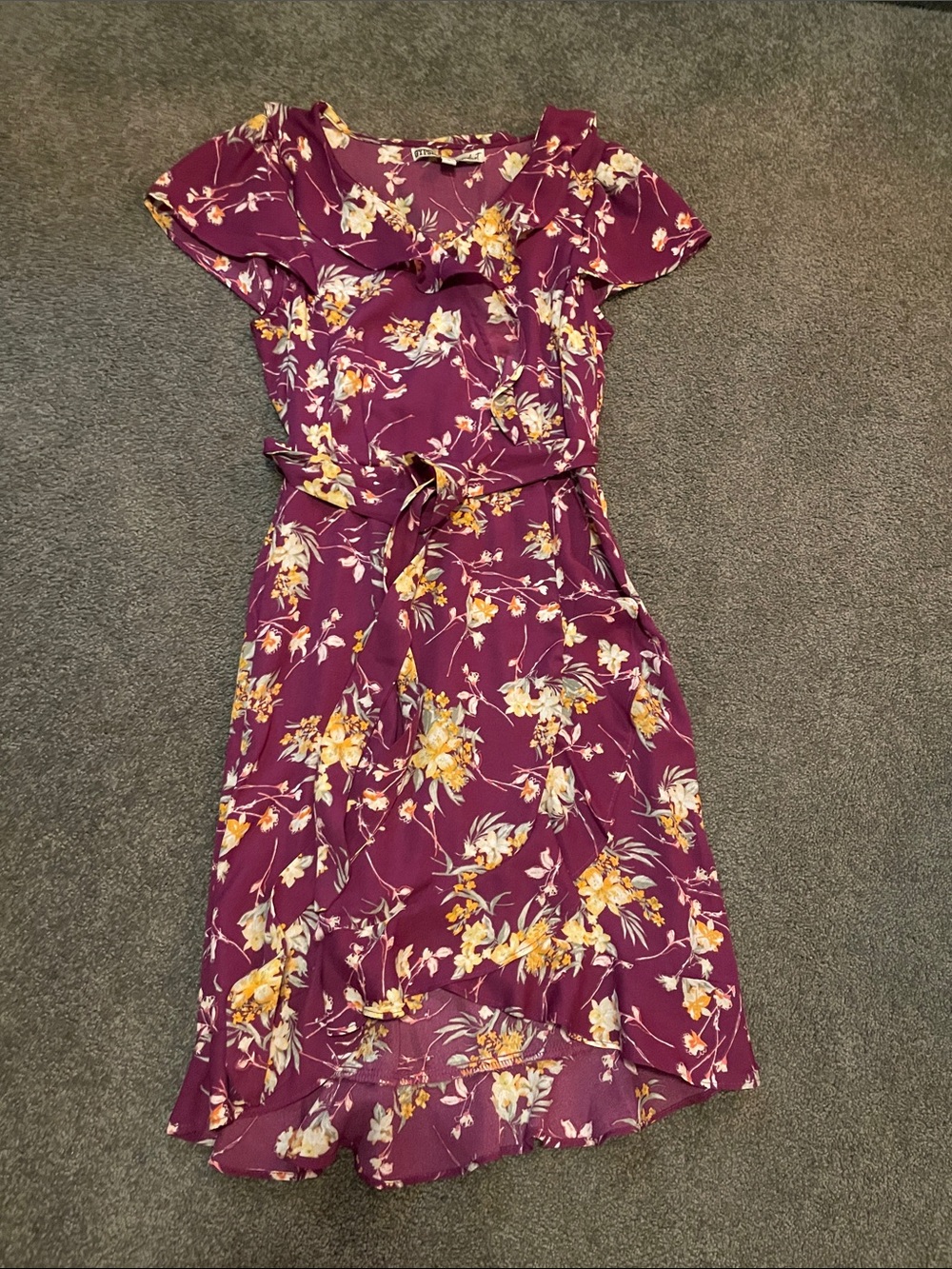 Sundress mini dress S Plum Floral faux Wrap Midi Dress